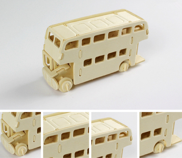 3D dřevěný autobus - skládačky pro děti