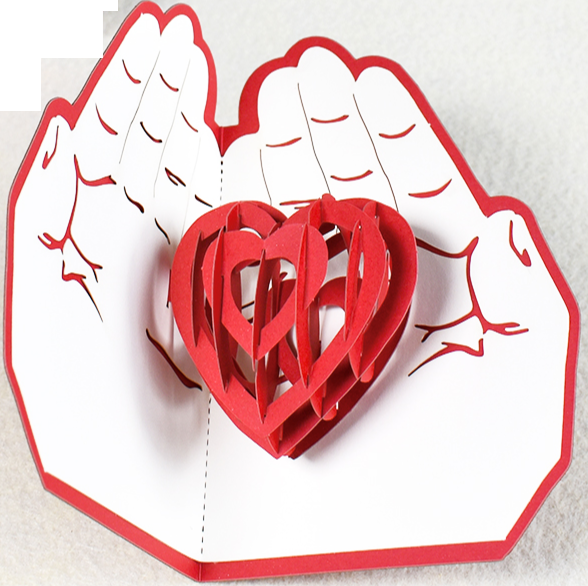 3D valentýnské blahopřání - Srdce v dlaních