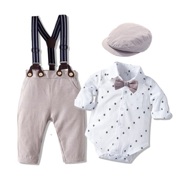 Chlapecký moderní set - romper tričko a kalhoty s kšandy