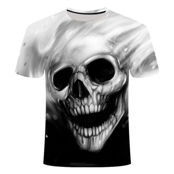 Pánské punkové tričko s 3D potiskem lebky