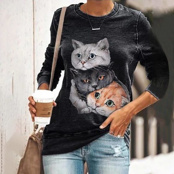 Dámské 3D triko s kočkami Laura