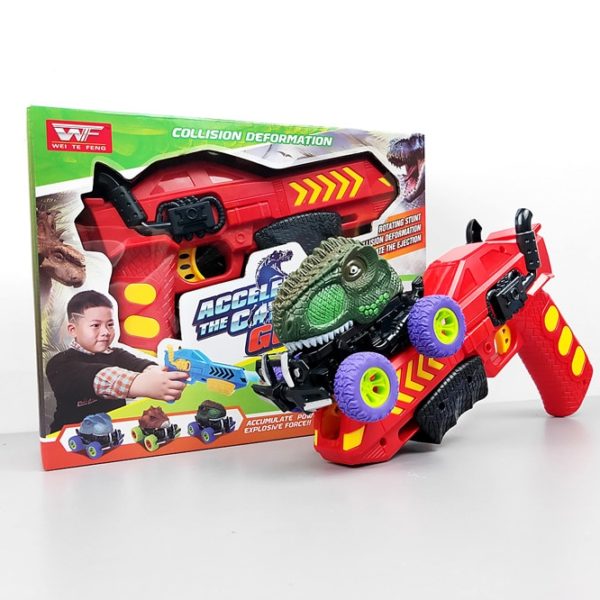 Kvalitní plastová dětská pistole s autíčkem a hlavou dinosaura