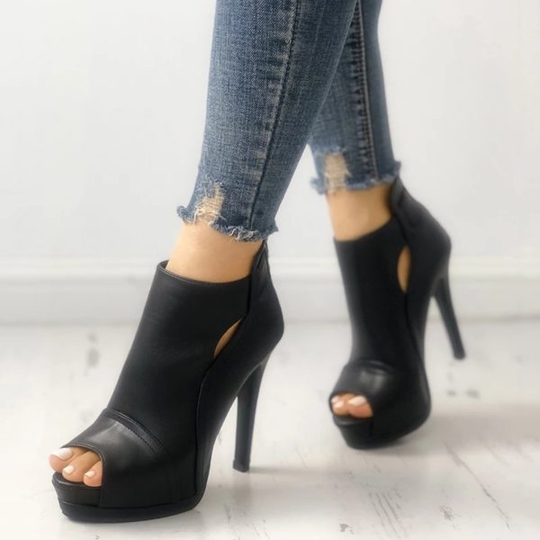 Luxusní dámské boty s vysokým podpatkem - Black, 43