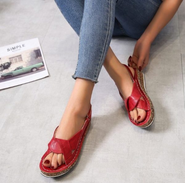 Krásné dámské letní sandále v různých barvách - Red, 43