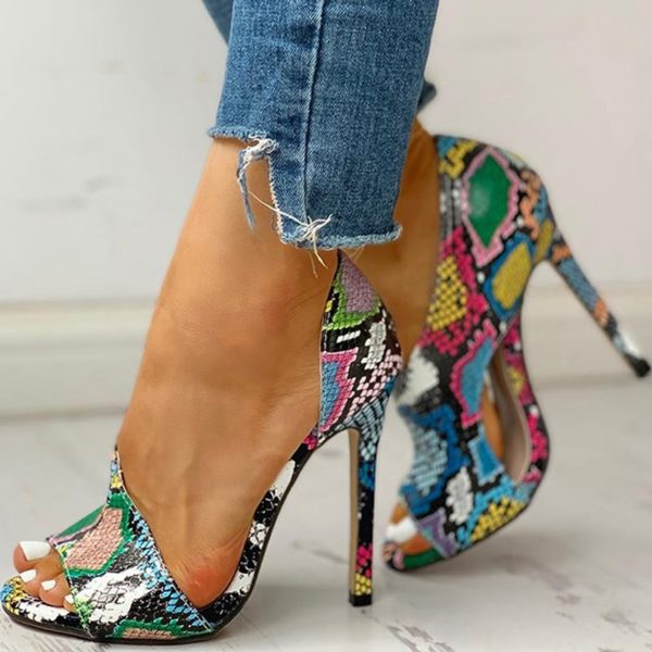 Dámské letní boty na vysokém podpatku Sarah - Colorful-snake, 43
