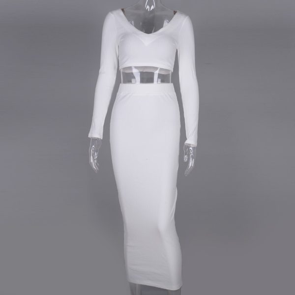 Elegantní dámský set s dlouhou sukní - White, Xl