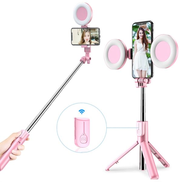 Selfie tyč / stativ s bluetooth ovladačem a kruhovým světlem