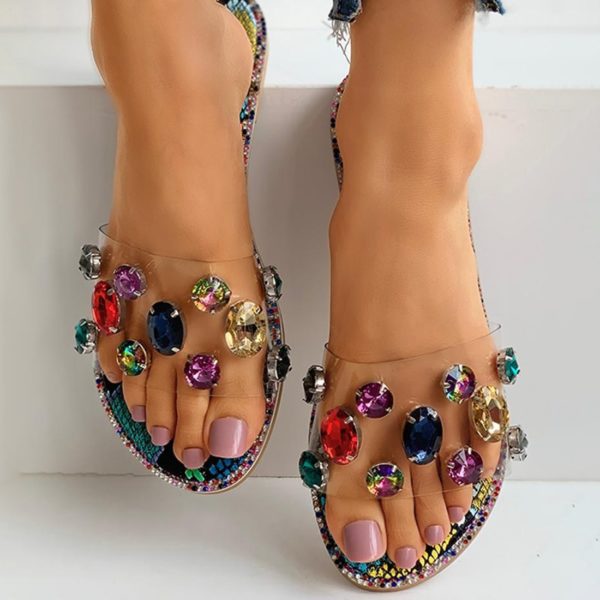 Dámské letní sandálky poseté barevnými krásnými kamínky