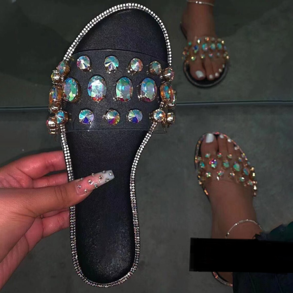 Dámské letní sandálky poseté barevnými krásnými kamínky - Cerna, 42