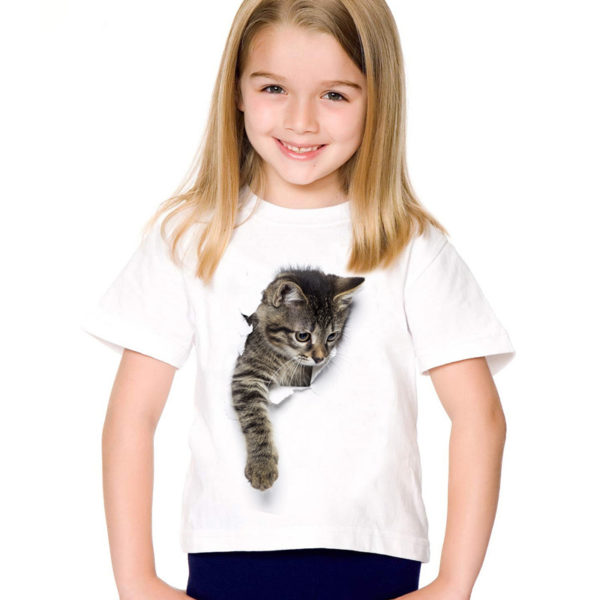 Dívčí 3D tričko s kočkou - 7 variant - 8, A