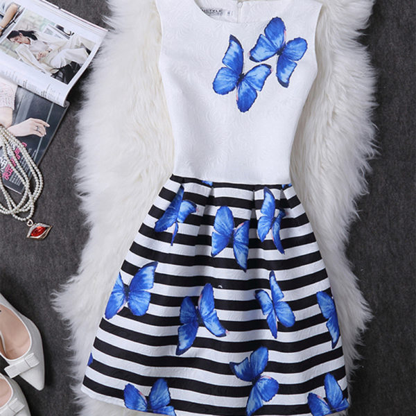 Dívčí šaty s motýlky - 2 barvy - Modra, 12