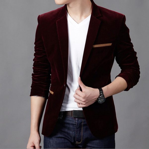 Luxusní pánský kabát - Tmavě červený - S