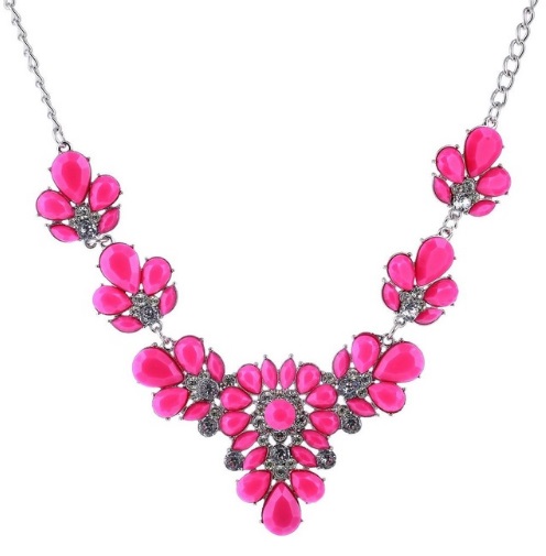 Dámský náhrdelník s barevnými květinami - 5 barev - Ruzova