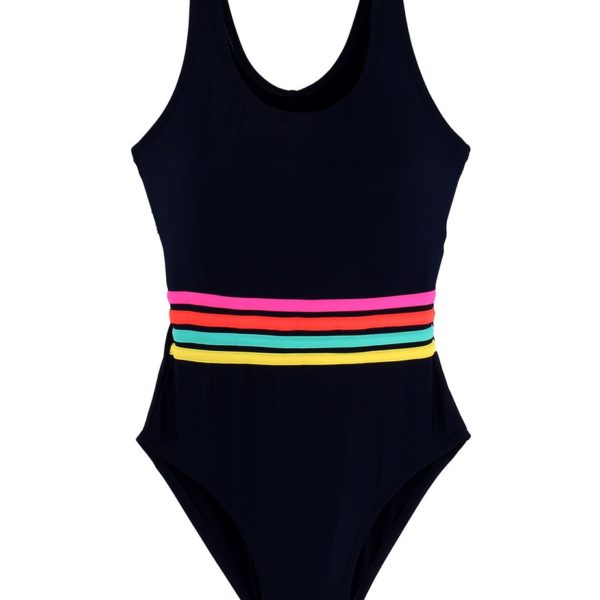Dívčí plavky s pruhy - 4 barvy - Cerna, 7
