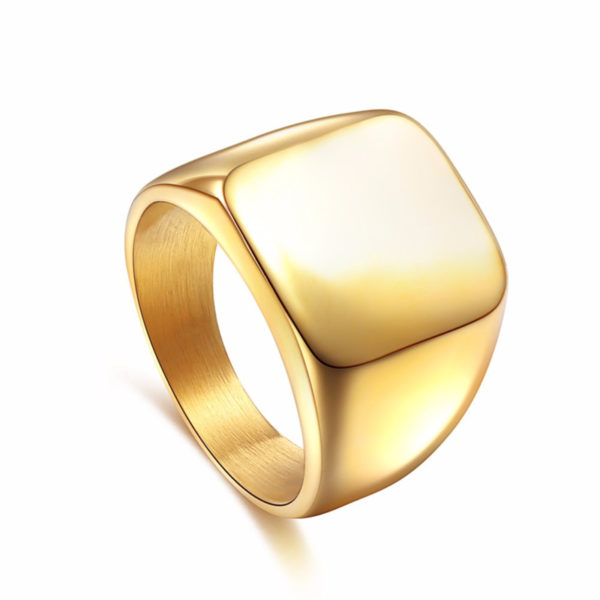 Pánský prsten s ploškou - 3 barvy - Zlata, 14