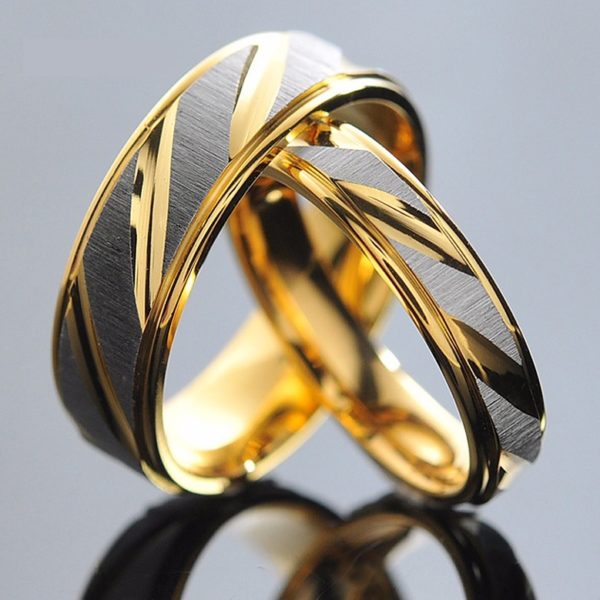Snubní prsteny pro páry - 2 barvy - Zlata, 12, Damsky
