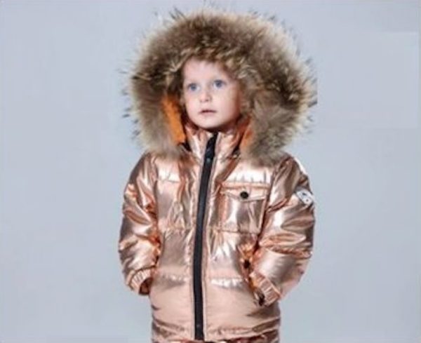 Dívčí zlatá bunda s kožíškem - 6