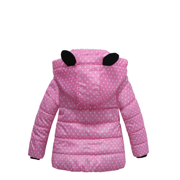 Luxusní dívčí zimní bunda s puntíky - 5 barev - Tmave-ruzova, 4