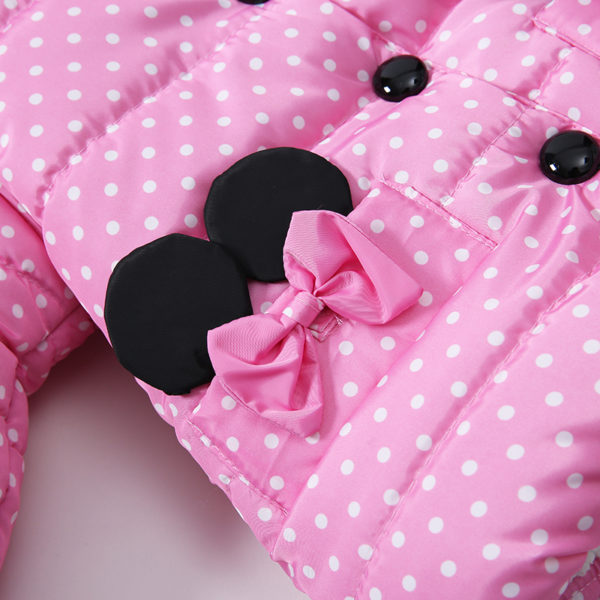 Luxusní dívčí zimní bunda s puntíky - 5 barev - Tmave-ruzova, 4