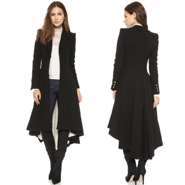 Luxusní dámský dlouhý kabát - Černý - Xxl