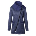 Dámský módní kabát s límcem - 2 barvy - Modra, Xxl