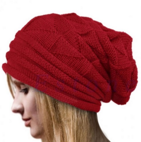 Dámská pletená čepice - 7 barev - Cervena