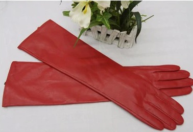 Dámské dlouhé kožené rukavice - 9 barev - Cervena, Xl
