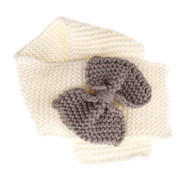 Dětská zimní pletená šála s mašlí - 4 barvy - Bila