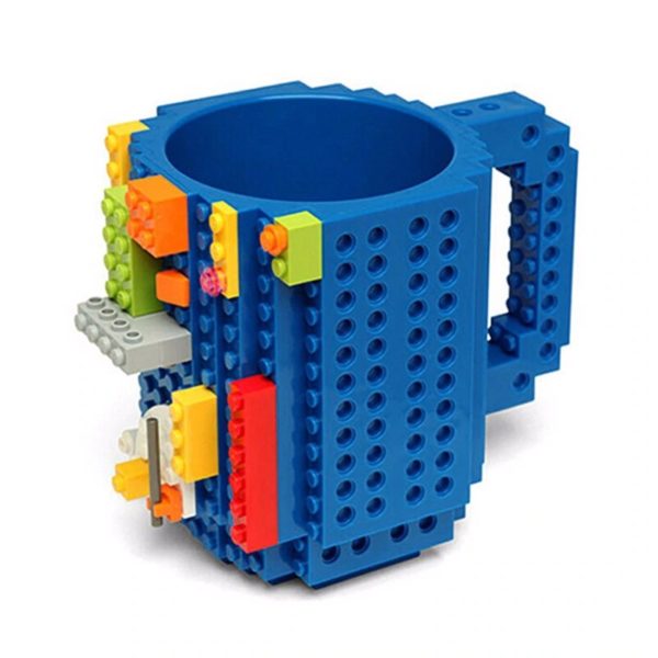 Hrnek pro děti ve tvaru stavebnice - 4 barvy - Modra