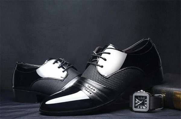 Elegantní pánské společenské boty - 2 barvy - Cerna, 48