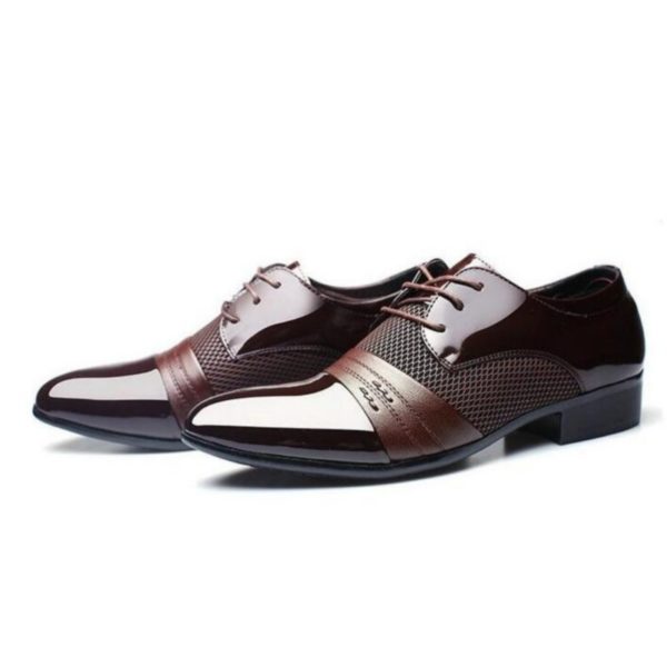 Elegantní pánské společenské boty - 2 barvy - Hneda, 48