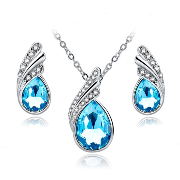 Luxusní dámský náhrdelník + náušnice - Modrý
