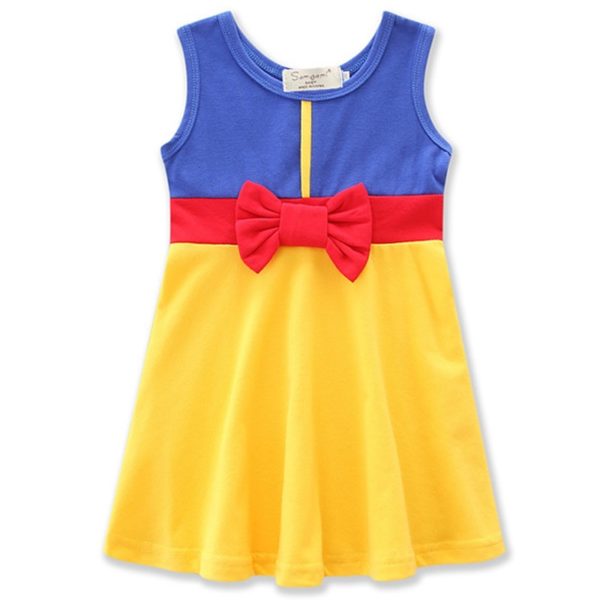 Dívčí letní šaty s mašlí - 4 varianty - Modra, 7