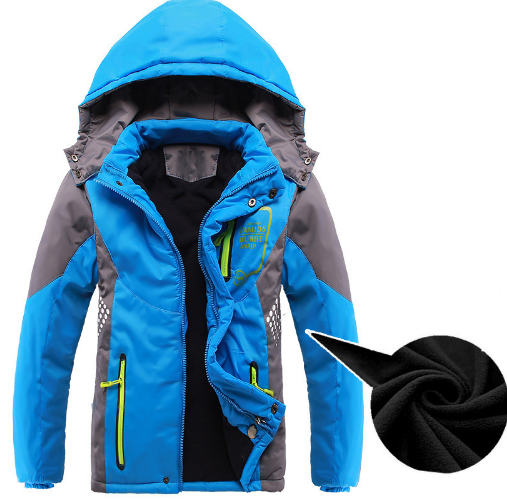 Chlapecká zimní nepromokavá bunda - 2 barvy - Modra, 11