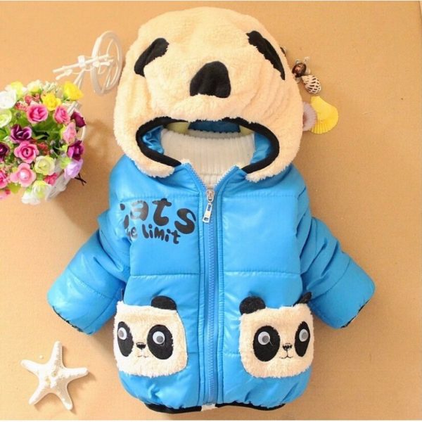 Dívčí zimní bunda s pandou - 4 barvy - Modra, 4