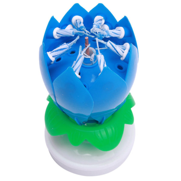 Hudební svíčky ve tvaru lotusu - 5 barev - Modra