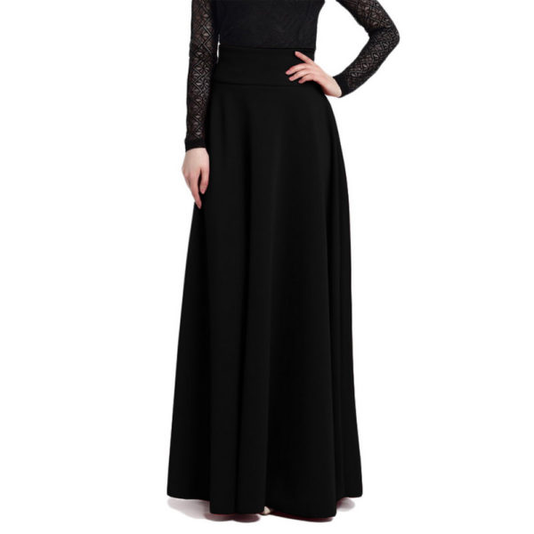 Moderní dlouhá dámská sukně s vysokým pasem - Černá - až 5XL - 5xl