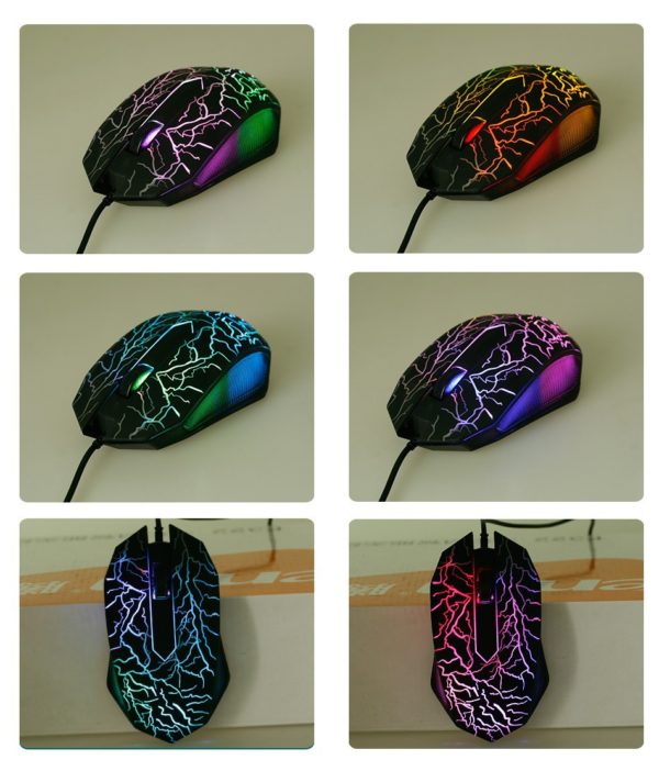 Led světelná herní optická myš - 2 barvy - Cerna