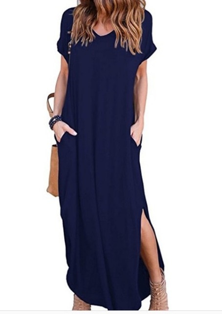 Dámské volné letní dlouhé šaty AMIRA + size - Burgundy, 5XL
