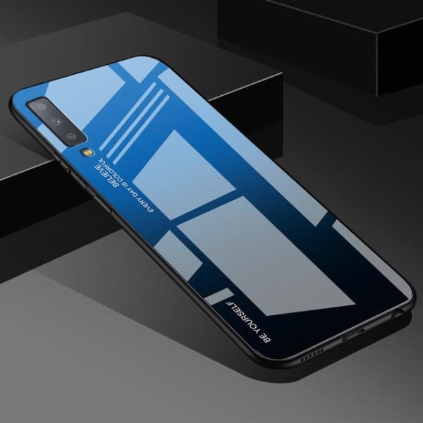 Zadní ochranné tvrzené sklo pro Samsung modro-černá - A40, Modra