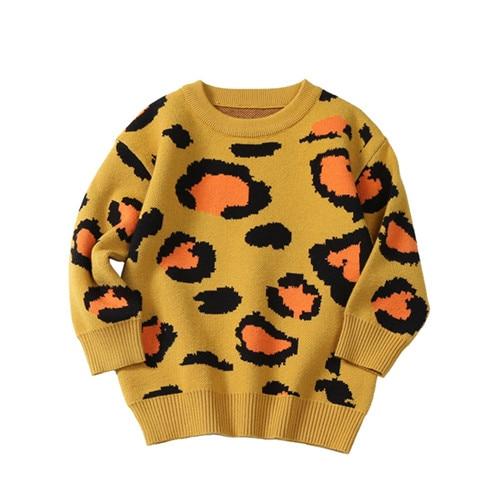 Dětský svetr s leopardím vzorem - Mustard, 6