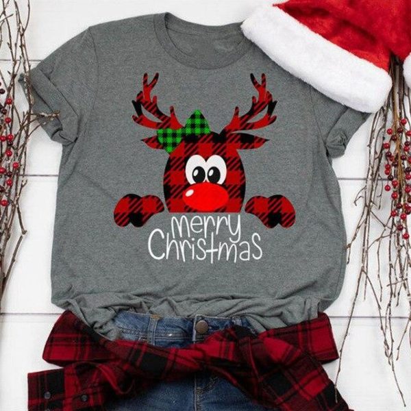 Dámské vánoční tričko s potiskem soba - Gray, Xxl, China