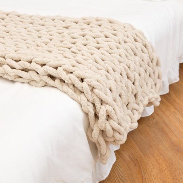 Teplá pletená deka - Beige, 40x60cm, China
