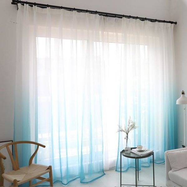 Dvoubarevný závěs - Blue-tulle-curtains, One-meter-fabric, Rod-pocket