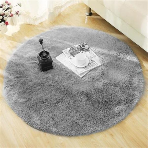 Kulatý chlupatý koberec - Grey, 140x140cm