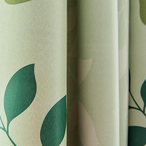 Moderní závěs s listy - Green-curtain, W100xl200cm-1pc, 2-grommet-top