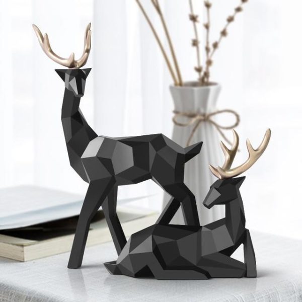 Stylová socha jelena - Black