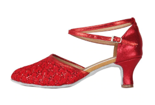Dámské taneční boty na podpatku - Cervena, 41, 5-cm