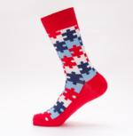 Pánské vysoké ponožky - Puzzle - Cervena