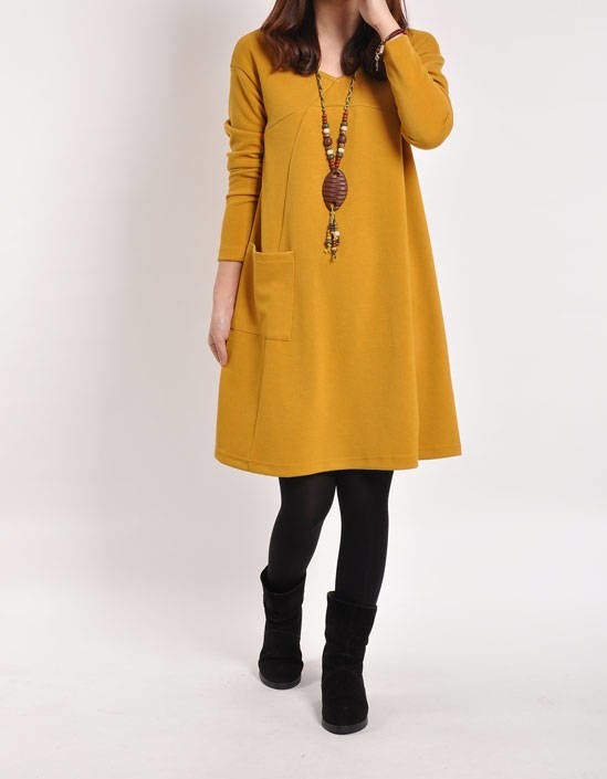 Dámské podzimní šaty - Zluta, 4xl